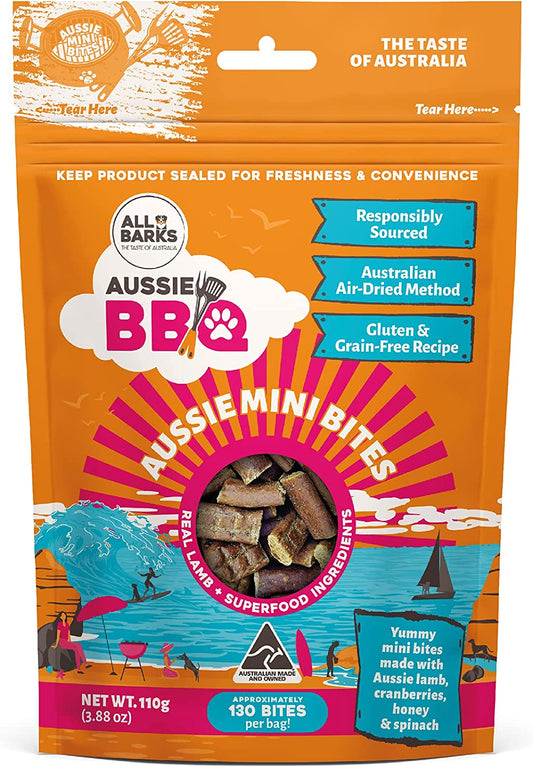 Aussie Mini Bites - 100% Aussie Lamb & Superfood Ingredients - Natural, Grain-Free Dog Treats - Snacks, Training or Rewards for Dogs - 110G