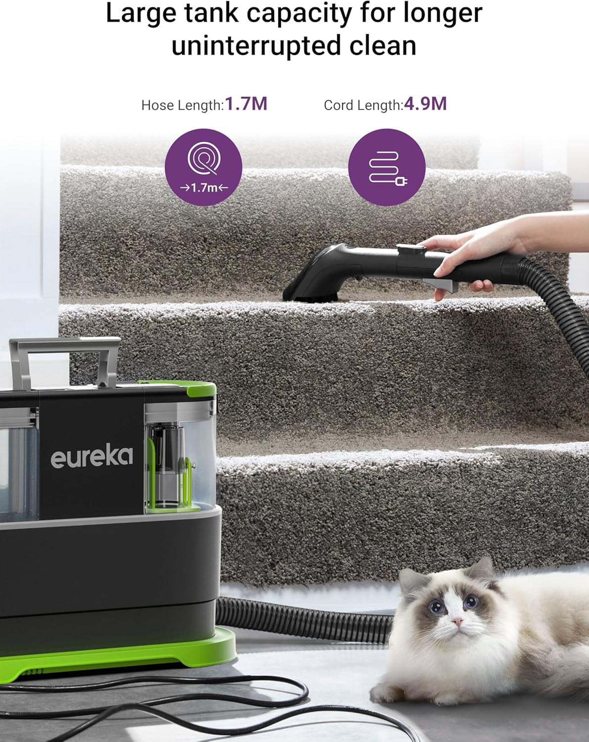 NEY100 Portable Carpet and Upholstery Cleaner, Spot Cleaner for Pets, Stain Remover for Carpet, Area Rugs, Upholstery, Coaches and Car with Cleaning Solution