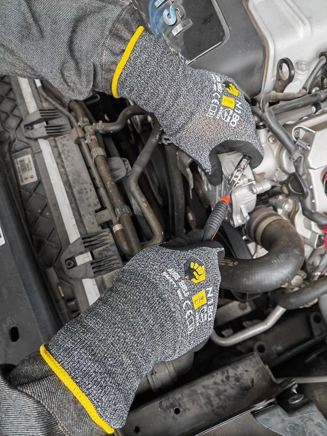 N-180 12 Pairs Micro-Foam Nitrile Coated Work Gloves, Ideal for General Purpose, Automotive, Construction, Home Improvement (Touchscreen Compatible)