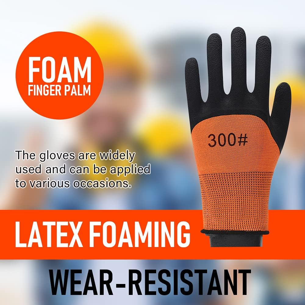 Safety Garden Gloves for Men Work Gloves with Palm Coated Breathable Rubber Coated Gardening Gloves Outdoor Protective Porter Working Gloves Large Size Mechanic Gloves Construction Gloves for Men