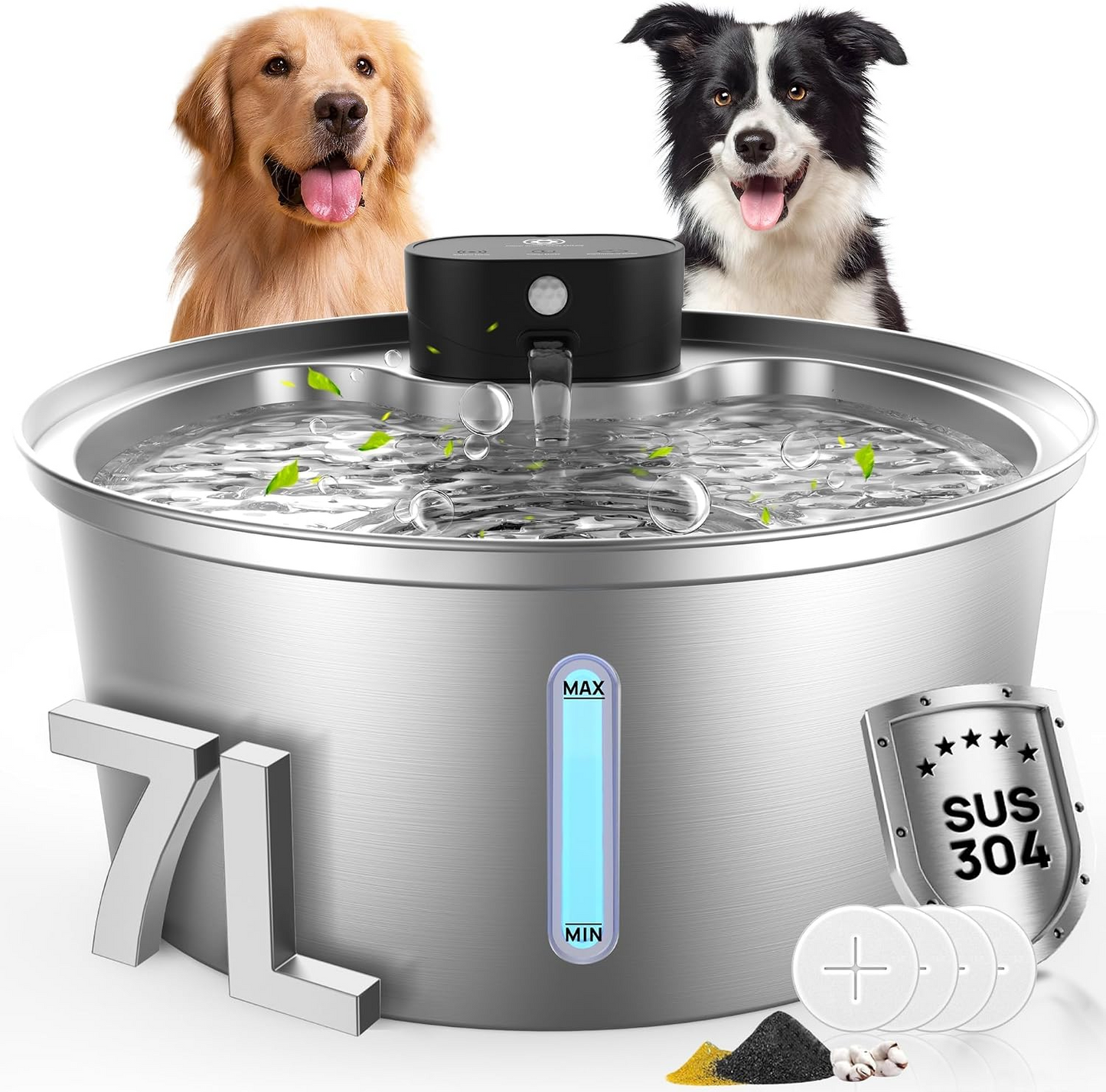 Stainless Steel Pet Water Fountain | 5000mAh, 60-Day Battery, 3.2L or 7L
