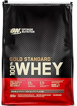 OPTIMUM NUTRITION Gold Standard 100% Whey Protein Powder, Double Rich Chocolate, 4.54kg