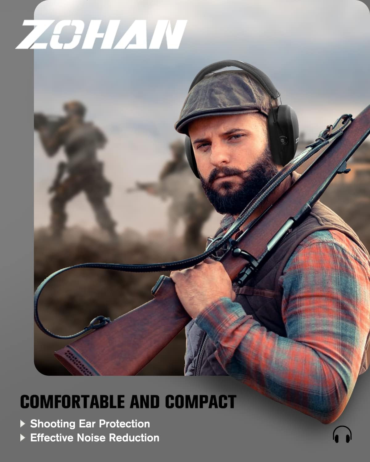 EM018 Shooting Ear Protection Noise Cancelling Safety Muffs NRR 27Db, Hearing Protection for Shooting, Hunting, Mowing