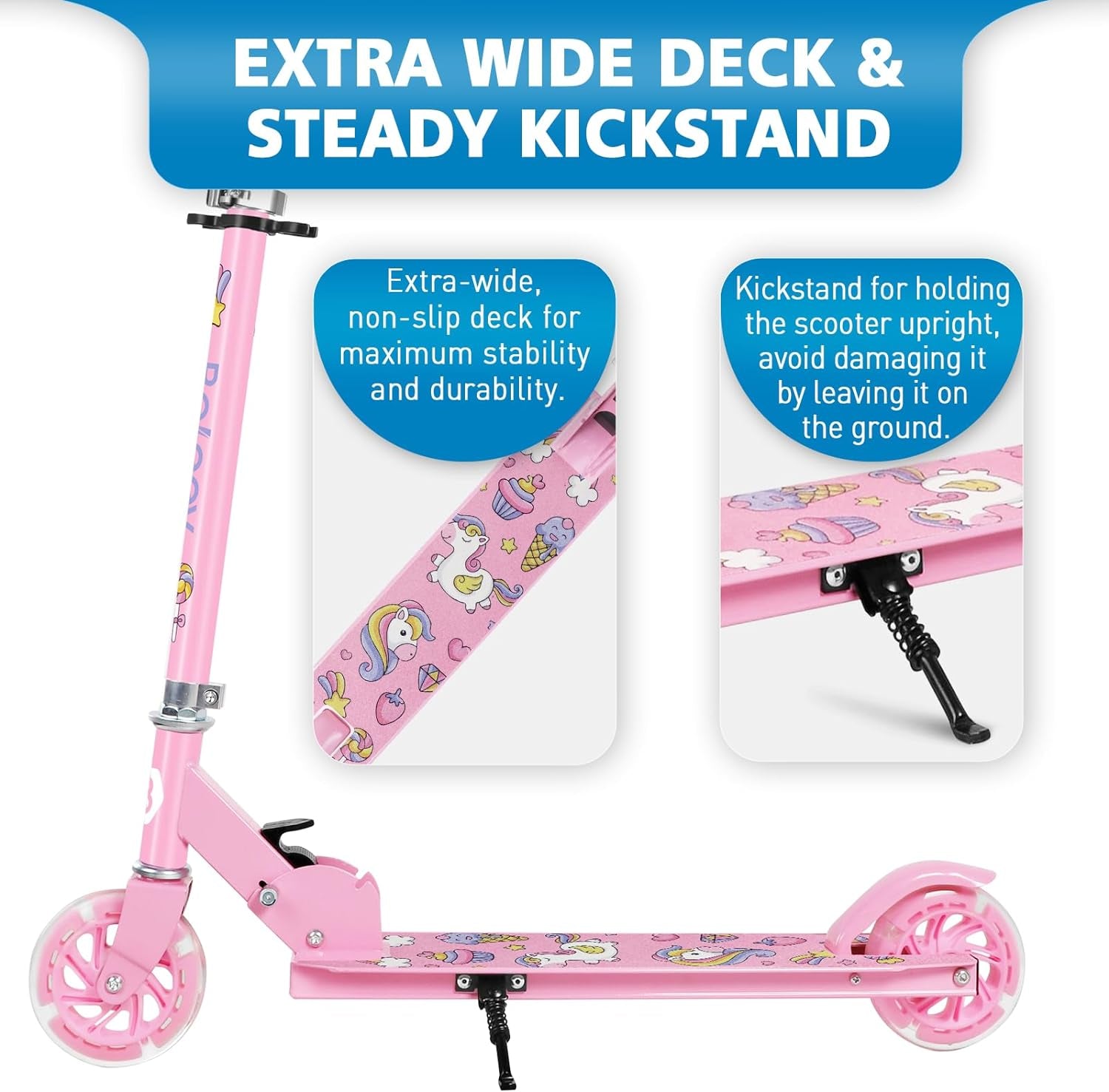 V1 Scooters for Kids, 2 Wheel Folding Kick Scooter for Girls Boys, 3 Adjustable Height, Light up Wheels, Lightweight Scooter with Sturdy Frame, Kickstand for Children 3 to 12 Years Old