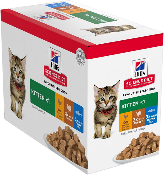 Hill’S Science Diet Kitten Favourite Selection Variety Pack Cat Food Pouches 12X85G