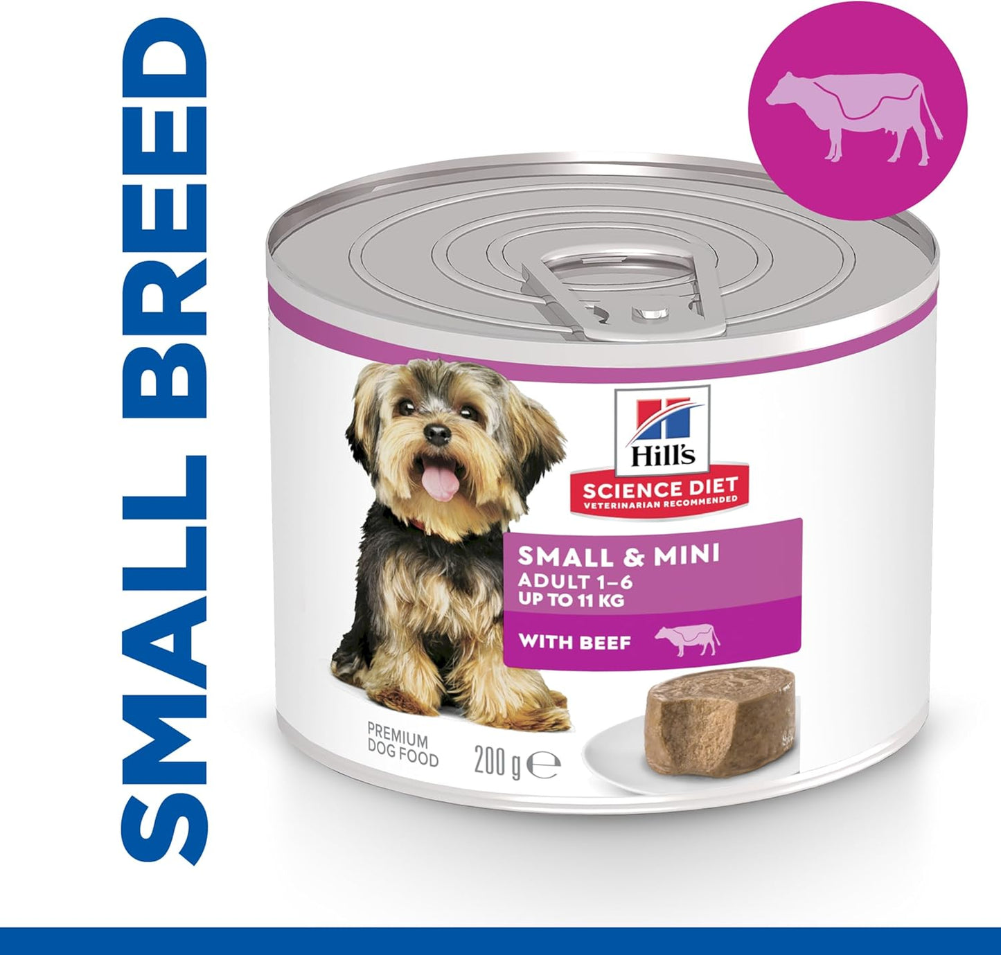 Adult Small & Mini with Beef Canned Wet Dog Food 12X200G