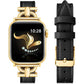 Compatible with Apple Watch Strap 42Mm 41Mm 40Mm 38Mm, Luxury Leather Band for Iwatch Series10 9 8 7 6 5 4 3 2 1 SE, Slim Dressy Apple Watch Band with D-Shape Metal Buckle,Women(Black/Rose Gold）