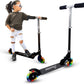 Foldable Kick Scooter for Kids - LED Lights Aluminum Frame & Handlebars Sport Scooter for Toddler Adults Teens Boys & Girls, Detachable and Portable Black Kids' Scooter with Adjustable Height