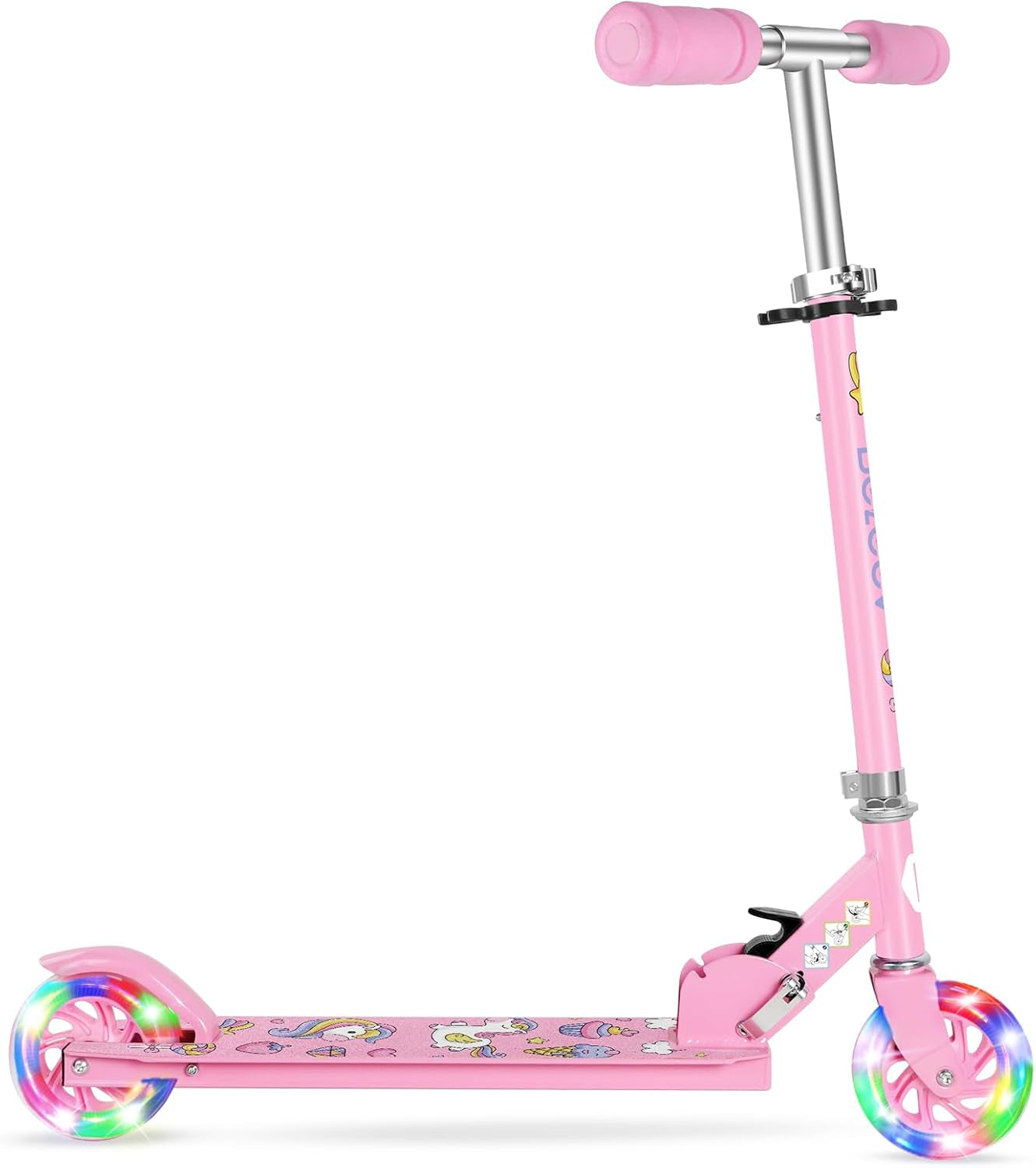 V1 Scooters for Kids, 2 Wheel Folding Kick Scooter for Girls Boys, 3 Adjustable Height, Light up Wheels, Lightweight Scooter with Sturdy Frame, Kickstand for Children 3 to 12 Years Old