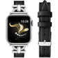Compatible with Apple Watch Strap 42Mm 41Mm 40Mm 38Mm, Luxury Leather Band for Iwatch Series10 9 8 7 6 5 4 3 2 1 SE, Slim Dressy Apple Watch Band with D-Shape Metal Buckle,Women(Black/Rose Gold）