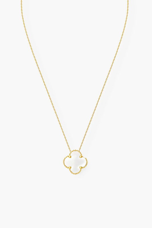 White Pearl Necklace in Gold