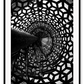 Photography print black and white shadows created by staircase geometric pattern  
