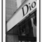 Christian Dior shop front fashion black and white print portrait, iconic 