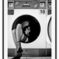 Model photography black and white washing machine sexy legs stockings lingerie 