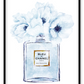 Blue perfume bottle fashion iconic white background Chanel Coco