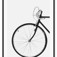 A black and white wall art with a scandi bike white background