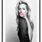 An iconic fashion wall art with 90s English model Kate Moss and pink bubble gum.