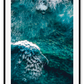 Blue ocean portrait landscape print with waves and ripple white wash coast 