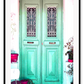 Boho green door vintage distressed framed print art  