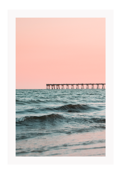Bridge photography pink background blue ripple wave water ocean sunset pastel