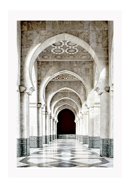 Urban print morocco india architecture archways hallway neutral tones 