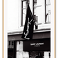 A black and white wall art with iconic Yves Saint Laurent Bond Street shop in London 