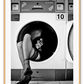 Model photography black and white washing machine sexy legs stockings lingerie 