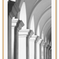 A classic architecture wall art with grand European arches in black and white.
