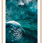 Blue ocean portrait landscape print with waves and ripple white wash coast 