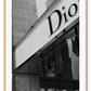 Christian Dior shop front fashion black and white print portrait, iconic 