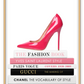 Book shelf print book stack high heel pink print tom ford chanel fashion.