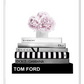 Fashion print black and white fashion books stacked pink  flowers on top givenchy gucci tom ford dolce dior  