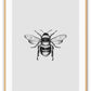 bee art framed print black Gold brass minimal natural modern style black background