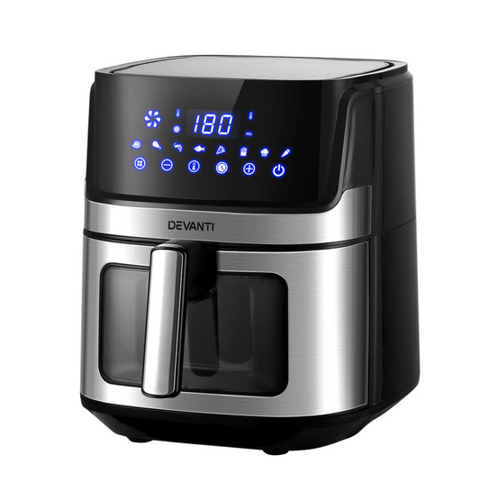 Devanti Air Fryer 6.5L LCD Fryers Clear Window