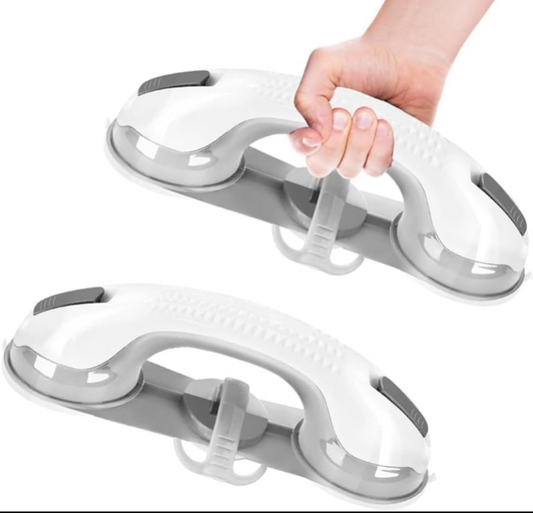 2 Pack Grab Bars for Bathtubs and Showers with 3 Suction Cups, Heavy Duty Handle Removable Bath Handrails for Seniors and Elderly, Bathroom Safety Grip No Drilling Waterproof