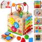 HELLOWOOD Wooden Kids Baby Activity Cube, 8-in-1 Toys Set for 12M+ Boys & Girls, Multifunctional Activity Cube, Montessori Learning Toys for Toddlers Age 1-3