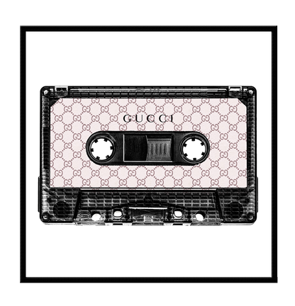 gucci cassette framed art print wall black white pink 