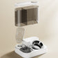 Automatic Pet Feeder and Water Bowl - 2-in-1 Grey Stainless Steel Bowl Cat Feeding Station