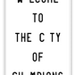 A black and white fashion scandi typography wall art with black writing  welcome to the city of Champions