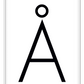 alpha A framed art print, minimal scandi black and white typography