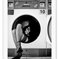 Model photography black and white washing machine sexy legs stockings lingerie 