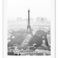 Black and white french print with text and photography of eiffel tower iconic image city architecture