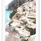 Coast print water architecture ocean beach houses cliff face blue, white, natural tones 