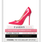 Book shelf print book stack high heel pink print tom ford chanel fashion.