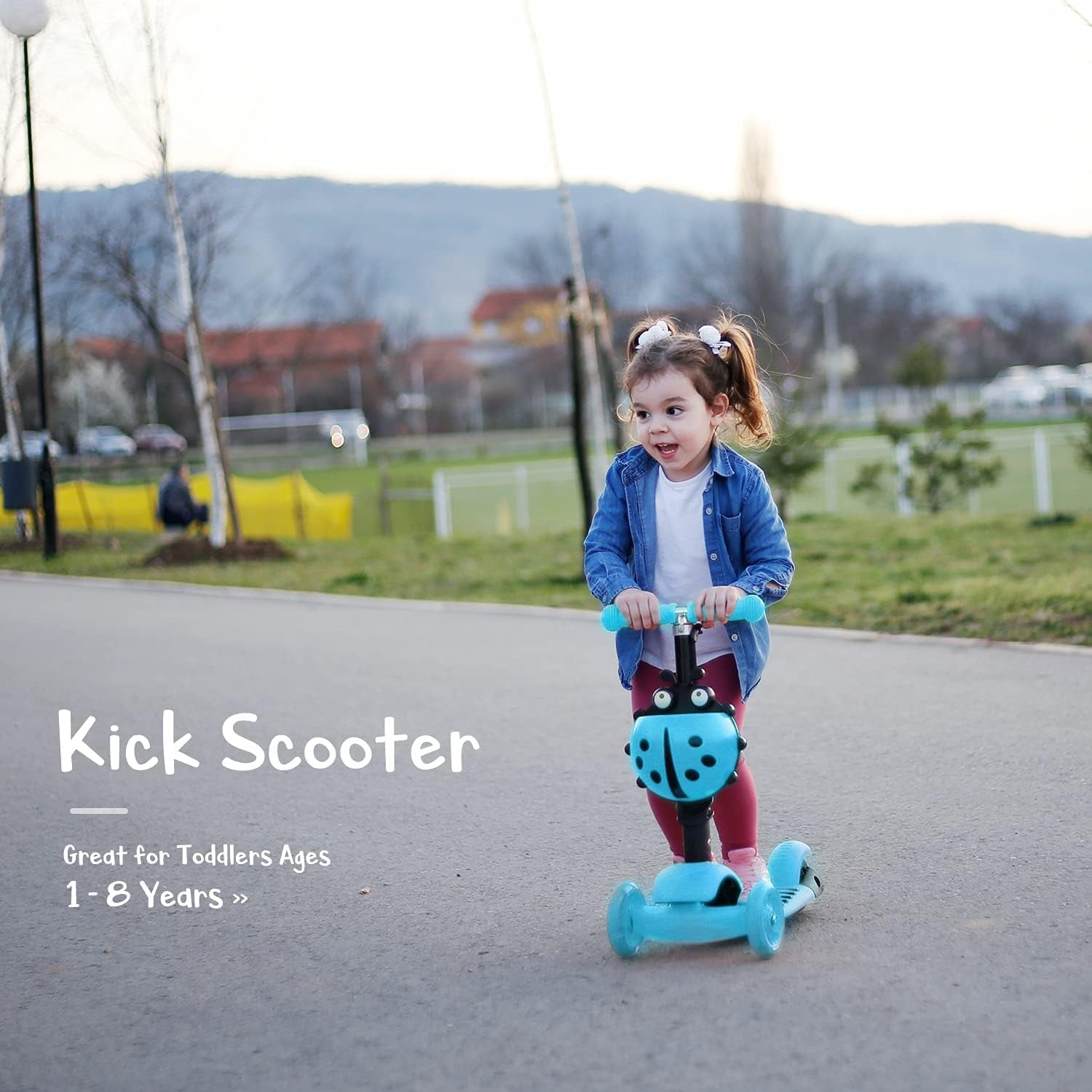 5-In-1 Scooter Adjustable Height Scooters with Flashing Wheel 3 (Three) Wheeled Walker with Removable Seat and Back Rest & Push Handle, for Birthday Boys Girls 1/2 - 8 Age Years Old
