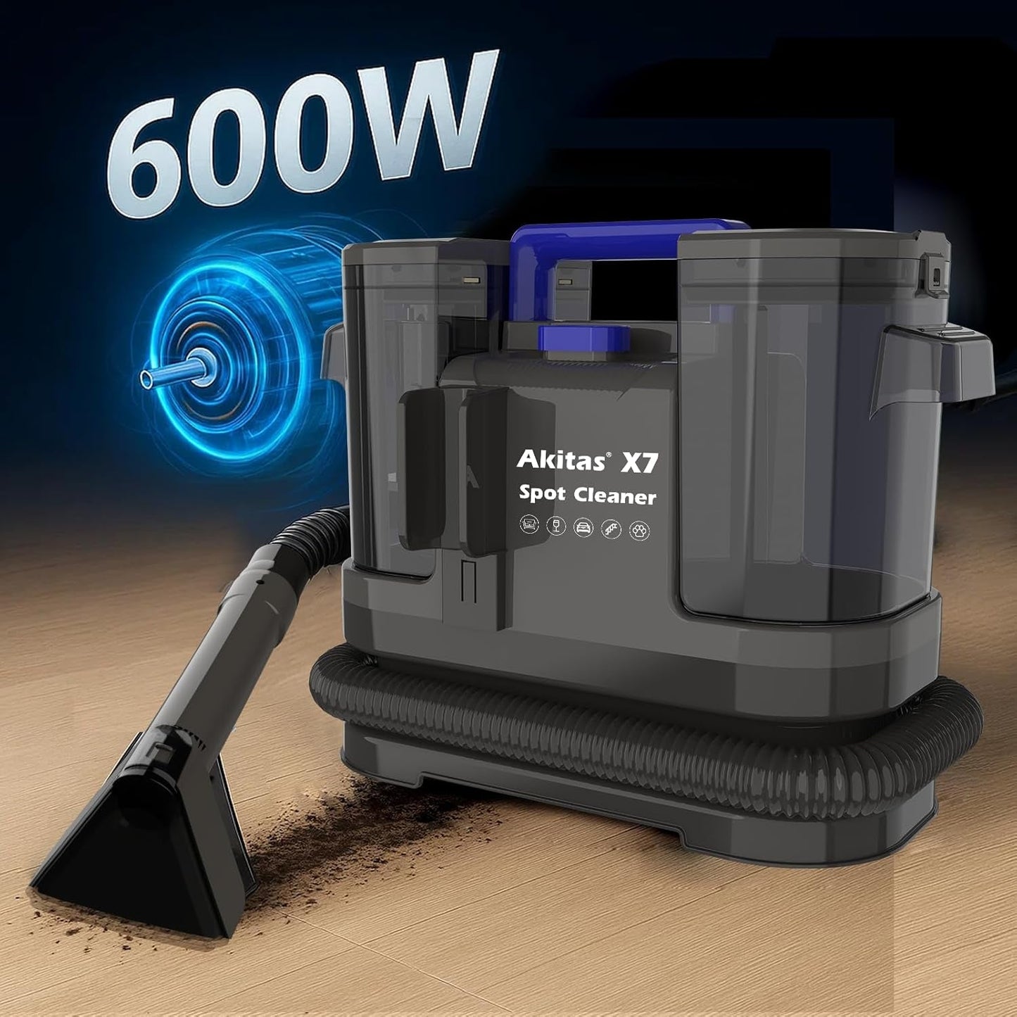 X7 Spot Cleaner Carpet Washer Remove Spills and Stains from Carpets, Stairs, Upholstery Portable and Compact