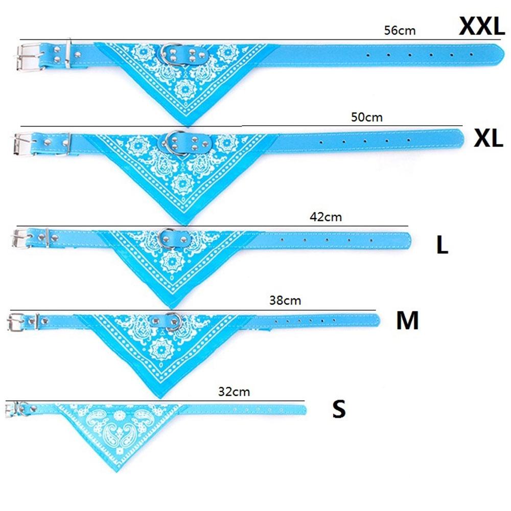 Adjustable Dog Bandana Leather Printed Soft Scarf Collar Neckerchief For Puppy Pet - Size M - Black