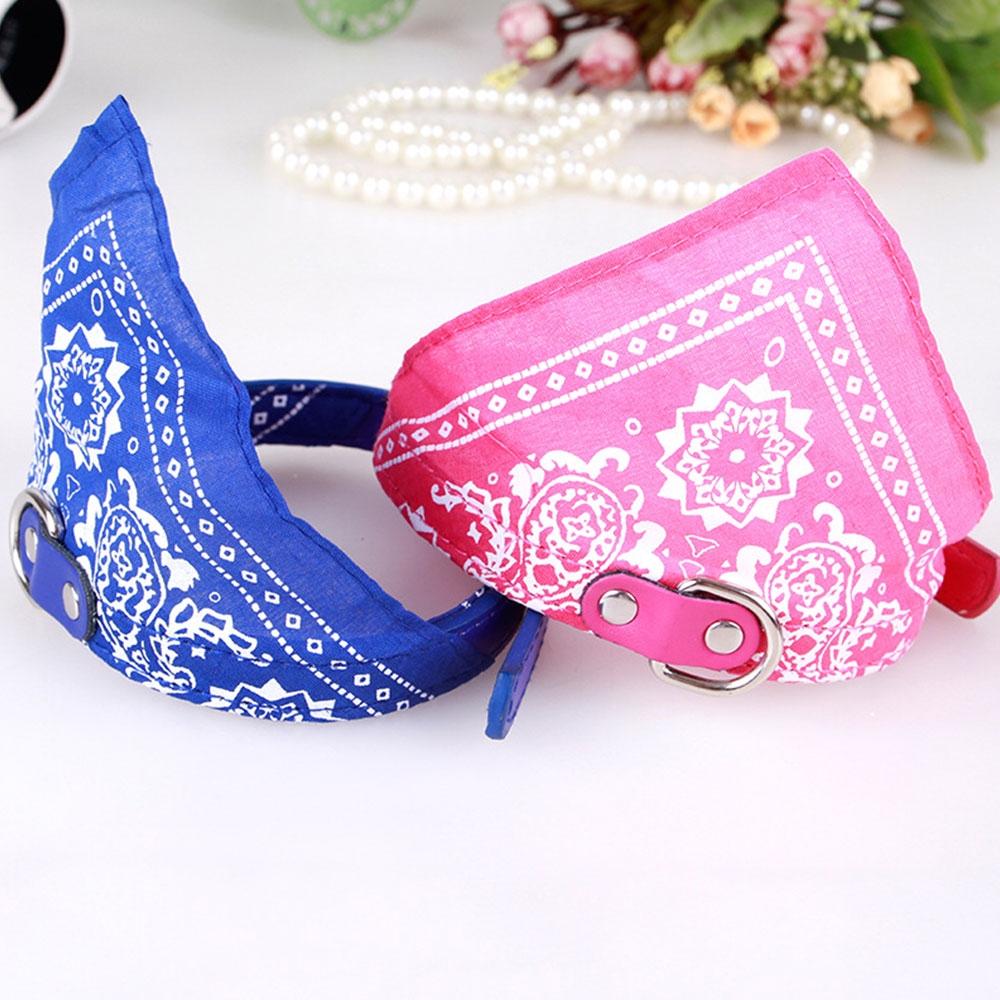 Adjustable Dog Bandana Leather Printed Soft Scarf Collar Neckerchief For Puppy Pet - Size M - Black
