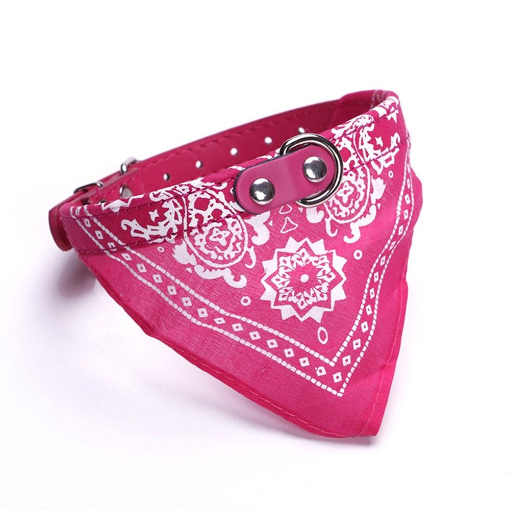 Adjustable Dog Bandana Leather Printed Soft Scarf Collar Neckerchief For Puppy Pet - Size M - Black