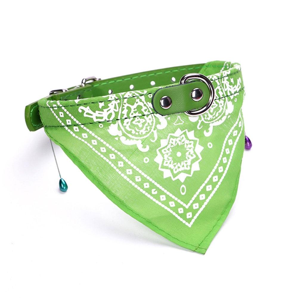 Adjustable Dog Bandana Leather Printed Soft Scarf Collar Neckerchief For Puppy Pet - Size M - Black